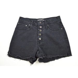 Madewell High-Rise Denim Boyshorts in Faded Black Button-Through Edition Size 25